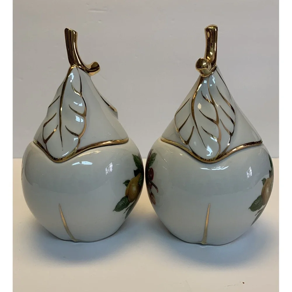 Vintage Limoges France Pear Shaped Lidded Trinket Dish Small Covered Dish